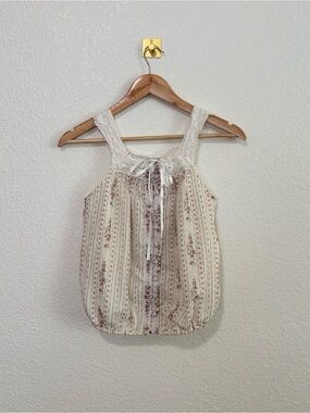 Lotus & Lavender Cottagecore Floral Lace Tank Top M Coquette Mori Girl